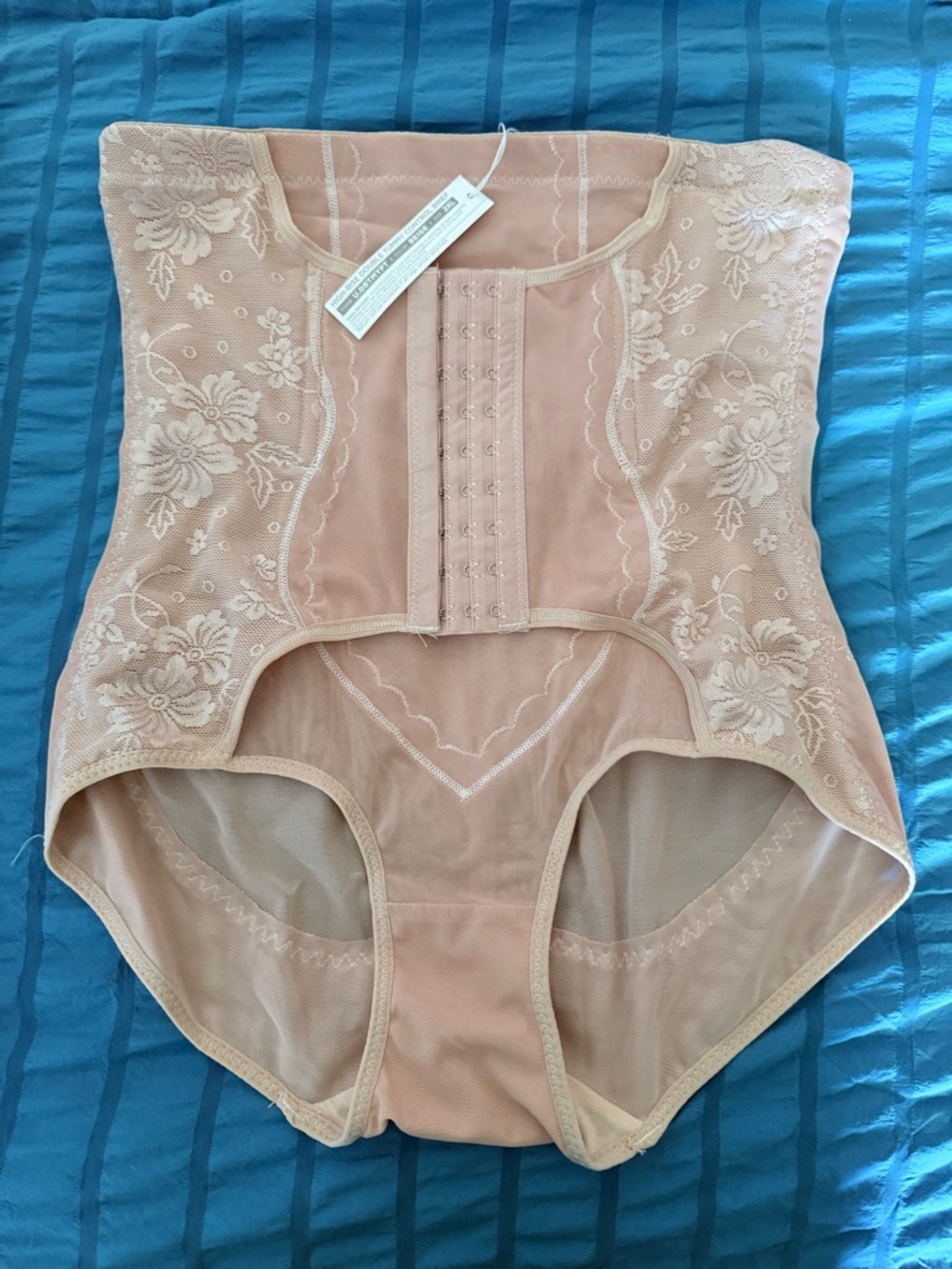 High-Waist Sculpting Brief with Front Hook Closure - Blush